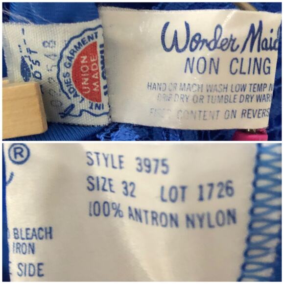 Wonder Maid SMALL VINTAGE 70s USA Blue Lace Teddy Antron Nylon Sissy Snap Crotch - Picture 9 of 9